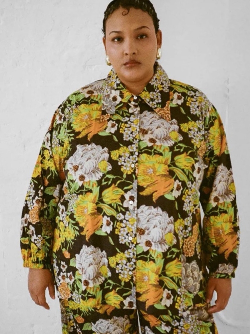 Wray Artichoke Luna Button Up Top Size 3XL Floral Lagenlook